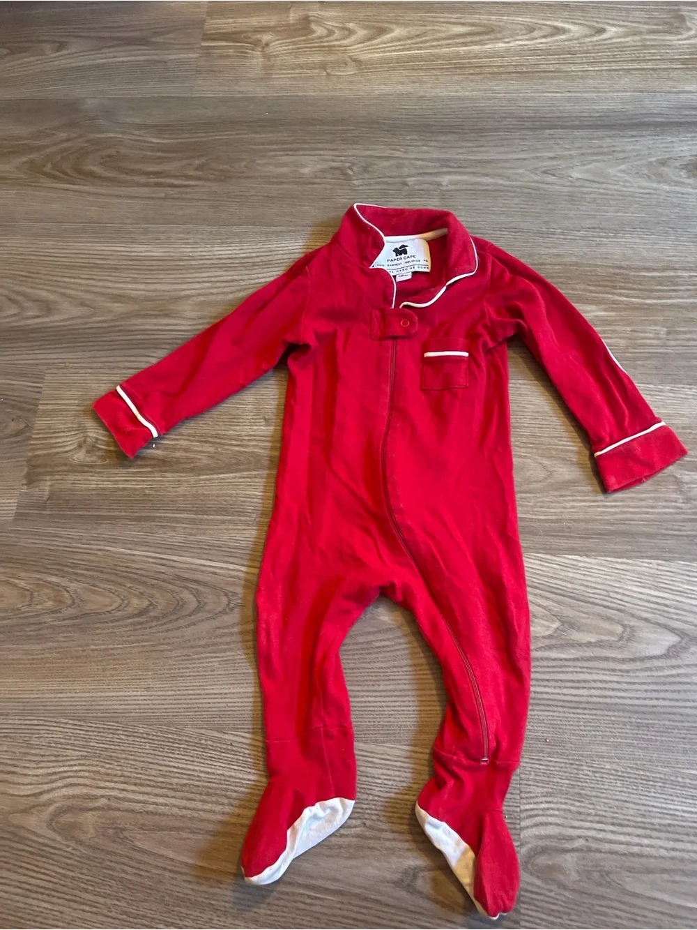 Paper Cape Classic Footie Pajamas | Crimson Red Pima Cotton Sleepsuit 18 Month